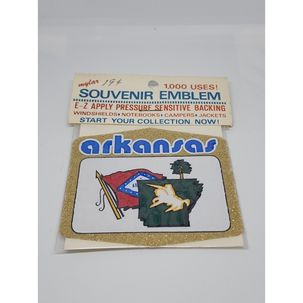 Arkansas Emblem Travel Souvenir Sticker Vintage 70's